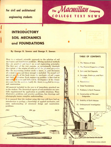 Materiale pubblicitario d’epoca 1954 MACMILLAN college text news George B. George F. SOWERS Soil mechanics 4 1