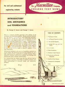 Materiale pubblicitario d’epoca 1954 MACMILLAN college text news George B. George F. SOWERS Soil mechanics 3 1