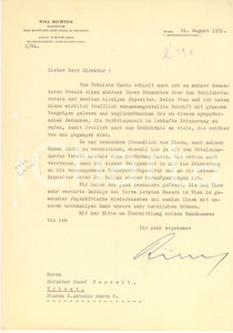 Autografo originale 1951 WIEN Riunione Adriatica di Sicurtà  Will RICHTER direttore Autografo 1