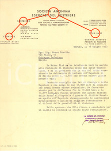 Manoscritto, lettera originale 1952 TORINO Società Anonima Esercizi del Sestriere  Lettera Giovanni BARBERIS 1