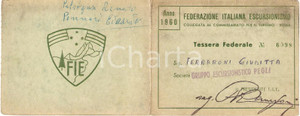 Oggetto da collezione cartaceo 1960 PEGLI Gruppo escursionistico Tessera FEDERAZIONE ITALIANA ESCURSIONISMO 1