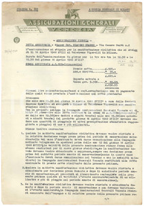 Documento originale, autentico 1940 ASSICURAZIONI GENERALI VENEZIA Assicurazione pioggia gara CICLISMO 3 1