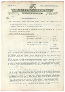 Documento originale, autentico 1940 ASSICURAZIONI GENERALI VENEZIA Assicurazione pioggia gara CICLISMO 2 1