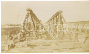 Fotografia d epoca originale 1910 ca PAVIA Costruzione Ponte della Becca  Foto RARA ANIMATA 10x7 5 1
