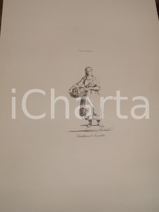 Stampa, bozzetto originale 1950 ca Eugenio BOSA COSTUMI TRIESTINI Venditrice d insalata Stampa 32x44 cm 1