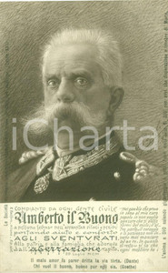 Cartolina originale da collezione 1900 UMBERTO IL BUONO compianto da ogni gente civile Cartolina commemorativa 1