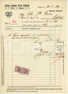 Documento originale, autentico 1929 BERGAMO Istituto Italiano d Arti Grafiche Fattura per carte stradali 1 1