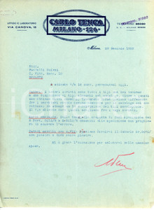 Documento originale, autentico 1929 MILANO Via Canova  Carlo TENCA Milano 126  Lettera commerciale 1