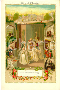 Documento originale, autentico 1890 ca AREA LOMBARDA Ricordo della Prima Comunione Bambine 18x24 1