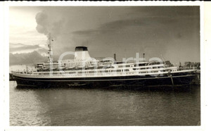 Cartolina originale da collezione 1950 ca MARINA ITALIANA Nave passeggeri all uscita da un porto Foto cartolina 3 1