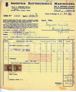 Documento originale, autentico 1942 PORTO SAN GIORGIO Industria Elettrochimica Marchigiana ELETTROLINA Fattura 1