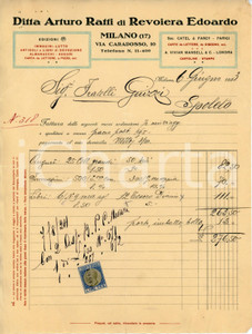 Documento originale, autentico 1929 MILANO Ditta ARTURO RATTI di Edoardo REVOIERA Articoli devozione  Fattura 1