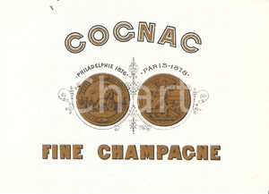 Materiale pubblicitario d’epoca 1975 ca FRANCE  COGNAC Fine Champagne Etichetta ILLUSTRATA 1