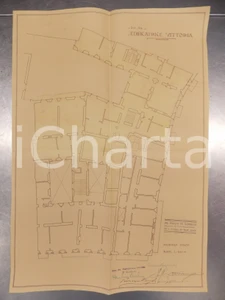 Mappa, planimetria storica 1930 MILANO Ing. DE DOMINICIS Edificatrice VITTORIA Planimetria casa 3°piano 1