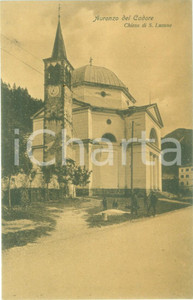 Cartolina originale da collezione 1930 ca AURONZO DI CADORE Turisti alla Chiesa di SAN LUCANO Cartolina 3 1