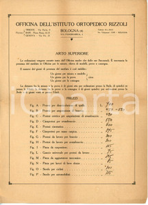 1920 ca BOLOGNA Officina Istituto ortopedico RIZZOLI Listino prezzi per protesi Listino pubblicitario d'epoca.  PAGINE: 4CONDIZIONI:POOR/danneggiato Piegature centrali d'epoca, bruniture diffuse, piccoli strappi ai marginiFORMATO: 21x29 cm originale e autentica alt