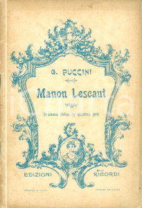 Oggetto da collezione cartaceo 1936 Giacomo PUCCINI Manon Lescaut Dramma lirico quattro atti Ed. RICORDI 3 1 Oggetto da collezione cartaceo 1936 Giacomo PUCCINI Manon Lescaut Dramma lirico quattro atti Ed. RICORDI 3 1