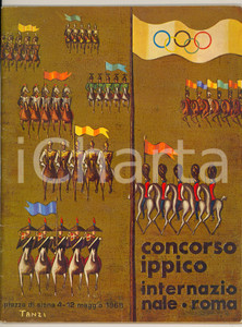 1968 ROMA Piazza di Siena - Concorso Ippico Internazionale *Programma ill. TANZI Pubblicazione spillata, originale d'epoca, contenente presentazione e programma del concorso ippico di Piazza di Siena. Numerose pubblicità d'epoca.Illustrazione di Tanzi in copertina.(Rif. A214)PAGINE: 47 CONDIZIONI:GOOD/buono tracce d'usoFORMATO: 21x27 cm originale e autentica 1