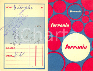 Materiale pubblicitario d’epoca 1950 ca MILANO Ottica foto G. FERRARI Portafotografie Pubblicità FERRANIA 1