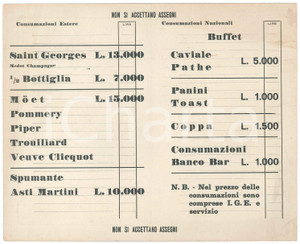 Oggetto da collezione cartaceo 1950 ca MILANO  EMBASSY Night Club  Restaurant  Menù 1 Oggetto da collezione cartaceo 1950 ca MILANO  EMBASSY Night Club  Restaurant  Menù 1