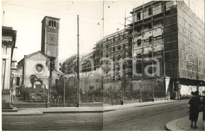 Fotografia d epoca originale 1937 MILANO Chiesa di SAN CELSO e palazzi in costruzione Foto DOPPIA 33x22 cm 1