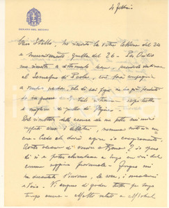 Autografo originale 1920 ROMA Lettera Vincenzo DE FEO Dovrò agire energicamente Autografo 1