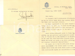 Autografo originale 1930 MILANO Lettera on. Piero FERRETTI  Sviluppo aviazione turistica Autografo 1