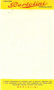 Materiale pubblicitario d’epoca 1965 ca BERTOLINI Lievito vanigliato PUBBLICITA  Ricevuta 8x14 cm 1