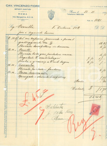 Documento originale, autentico 1935 ROMA Cav. Vincenzo FIORE impianti sanitari  Conto per lavori 1