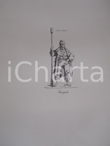 Stampa, bozzetto originale 1950 ca Eugenio BOSA COSTUMI TRIESTINI Barcajuolo Stampa 32x44 cm 1