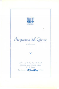 Materiale pubblicitario d’epoca 1962 RIVIERA CRUISES Crociera con motonave RIVIERA PRIMA Programma giornaliero 1