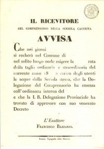 Documento originale, autentico 1820 ca BRESCIA - SERIOLA CASTRINA - Visita ricevitore per la taglia *Avviso 1