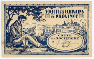 Oggetto da collezione cartaceo 1938 BORDEAUX - SOCIÉTÉ DES ÉCRIVAINS DE PROVINCE Carte de Gaston HEUX 1