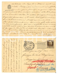 Autografo originale 1930 NAPOLI Cartolina sen. Salvatore PAGLIANO al figlio Giuseppe *AUTOGRAFO 1