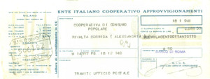 Documento originale, autentico 1941 NAPOLI Ente Italiano Cooperativo Approvvigionamenti Lettera di credito 1
