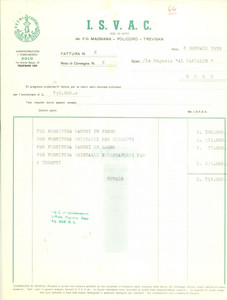 Documento originale, autentico 1959 DOLO VE Vetri cristalli I.S.V.A.C. Riviera del BRENTA  Fattura 1