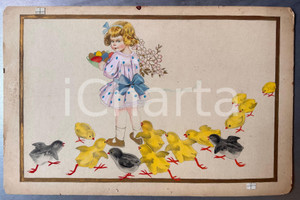 Opera d’arte autentica 1925 ca Artista Adolfo BUSI  PASQUA  Bambina con uova Bozzetto NON FIRMATO 1