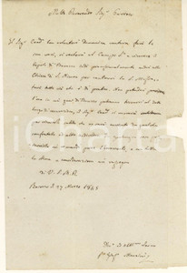 Manoscritto, lettera originale 1845 BESOZZO VA Giuseppe MONZINI invia coadiutore per messa a S. NICONE 1
