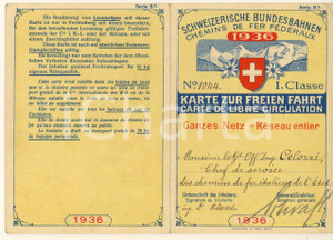 Oggetto da collezione cartaceo 1936 SCHWEIZERISCHE BUNDESBAHNEN Karte zur Freien Fahrt Con mappa 1 Oggetto da collezione cartaceo 1936 SCHWEIZERISCHE BUNDESBAHNEN Karte zur Freien Fahrt Con mappa 1