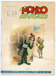 Giornale, rivista storica 1950 IL MONDO UMORISTICO Anno 1 n. 2 Rivista di barzellette  Ed. LA VELTRO 1