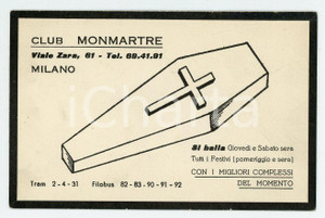 Oggetto da collezione cartaceo 1975 ca MILANO Viale Zara 61 CLUB MONMARTRE Biglietto da visita 10x6 cm 1 Oggetto da collezione cartaceo 1975 ca MILANO Viale Zara 61 CLUB MONMARTRE Biglietto da visita 10x6 cm 1