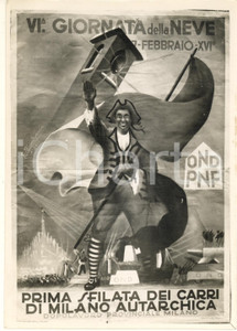 Fotografia d epoca originale 1938 MILANO Giornata della Neve  Sfilata carri Milano autarchica Foto manifesto 1