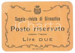 Oggetto da collezione cartaceo 1900 ca TREVISO Saggio rivista di Ginnastica  Biglietto d ingresso 11x7 1