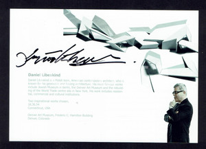 Autografo originale 2013 Daniel LIBESKIND  Autografo originale su cartoncino 1