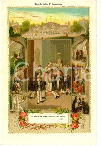 Documento originale, autentico 1890 ca AREA LOMBARDA Ricordo della Prima Comunione Bambini 18x24 1