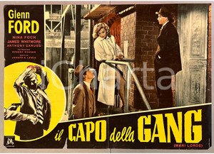 Materiale cinematografico d’epoca 1956 Glenn FORD Nina FOCH Il capo della gang Mani lorde Poster DANNEGGIATO 1