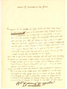 Autografo originale 1859 FERMO Zeffirino RE annuncia novelletta contro il conte Sempronio Autografo 1