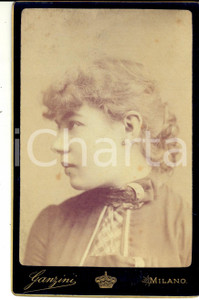 Fotografia d epoca originale 1880 ca MILANO Ritratto di fanciulla di profilo  Fotografia GANZINI 11x16 1