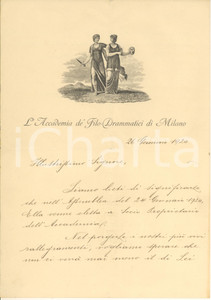 Autografo originale 1920 MILANO Accademia Filodrammatici  Lettera G. A. PRATI MOROSINI Autografo 1 Autografo originale 1920 MILANO Accademia Filodrammatici  Lettera G. A. PRATI MOROSINI Autografo 1