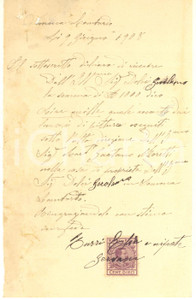 Documento originale, autentico 1908 SOMMA LOMBARDO Ricevuta Elia Burri per lavori di pittura a Villa Dolci 1
